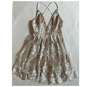 LULUS XS white/nude tulle dress A Love To Remember